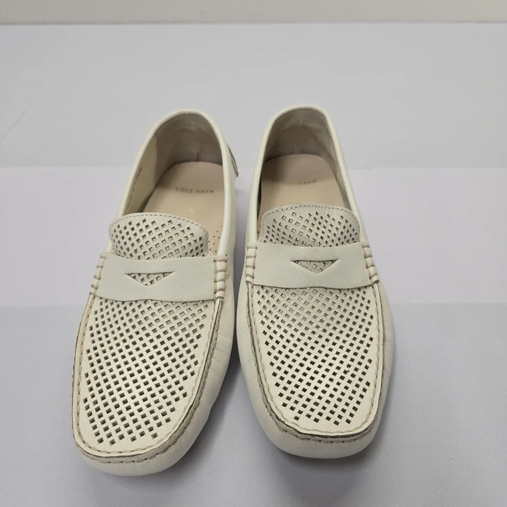 Cole Haan Womens Pinch Weekender Driver Loafers White Perforated Leather 8B - Picture 6 of 6